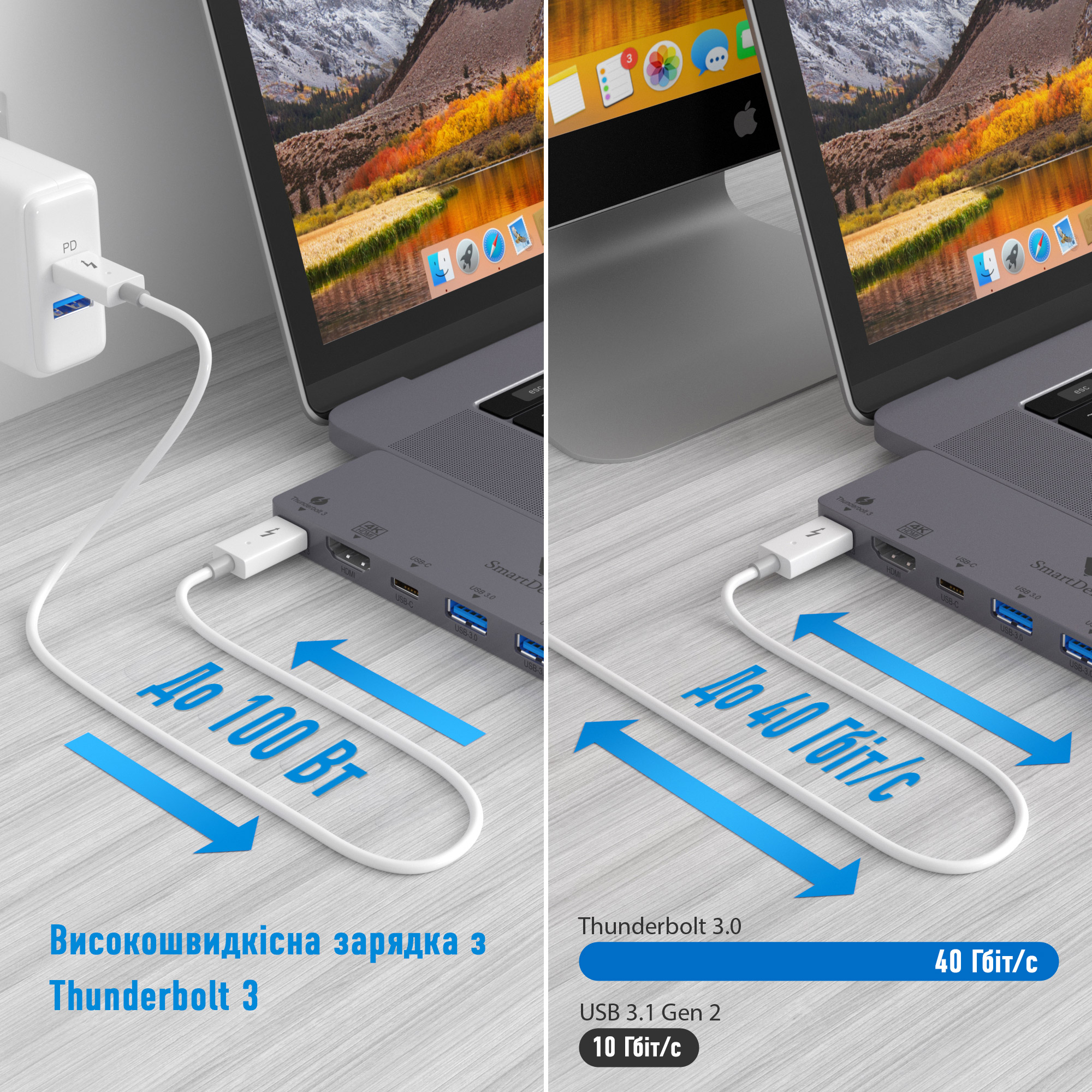 Type-C-хаб AIRON SmartDelux Thunderbolt Pro 8-IN-1 multiport для MacBook Pro